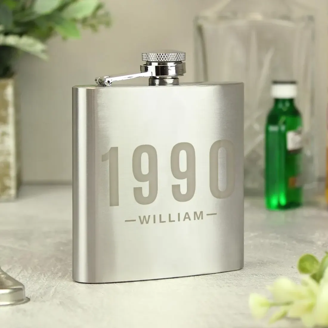 Personalised Stainless Steel Hip Flask, Custom Monogram Whisky Flask for Men, Groomsmen Gift — photo 3