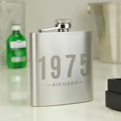 Personalised Stainless Steel Hip Flask, Custom Monogram Whisky Flask for Men, Groomsmen Gift thumbnail 4