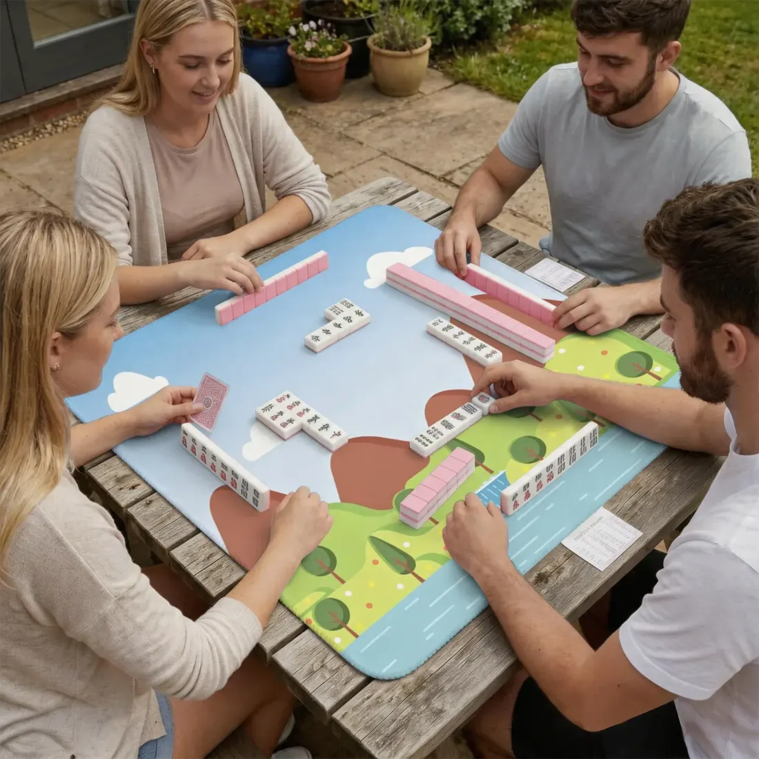 Stitched-Edge Mahjong Table Mat 33" x 33" (Ships Folded)