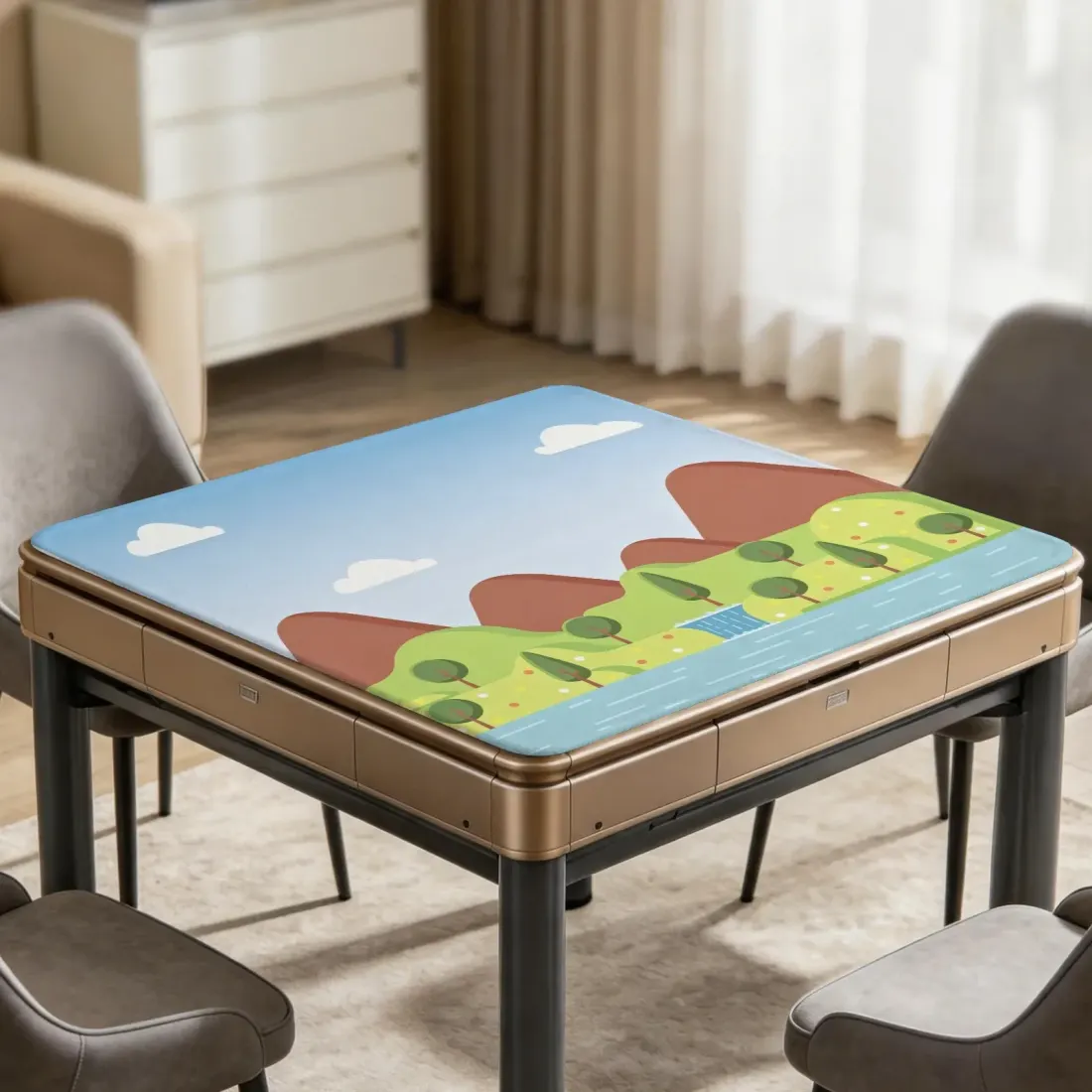 Stitched-Edge Mahjong Table Mat 33" x 33" (Ships Folded) — photo 2