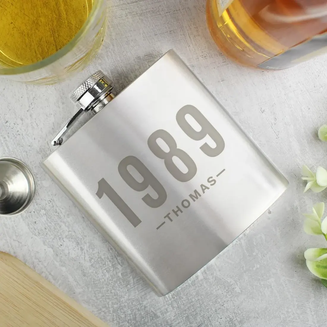Personalised Stainless Steel Hip Flask, Custom Monogram Whisky Flask for Men, Groomsmen Gift — photo 5