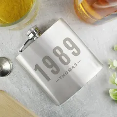 Personalised Stainless Steel Hip Flask, Custom Monogram Whisky Flask for Men, Groomsmen Gift thumbnail 5