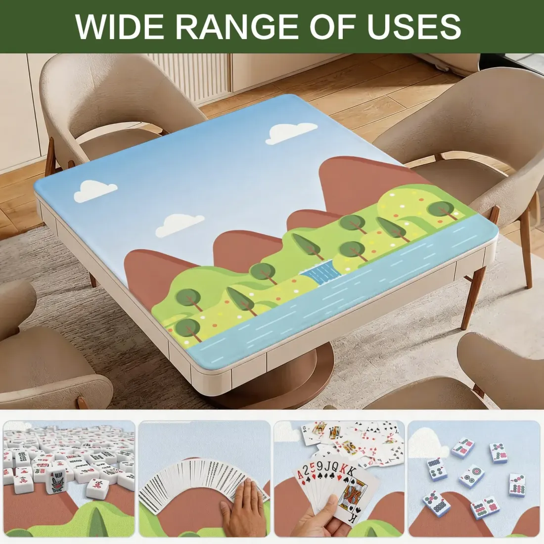 Stitched-Edge Mahjong Table Mat 33" x 33" (Ships Folded) — photo 3