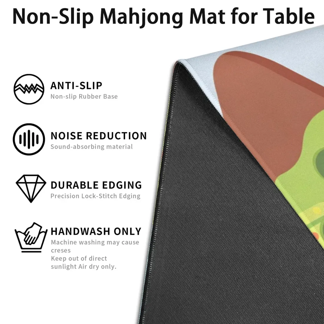 Stitched-Edge Mahjong Table Mat 33" x 33" (Ships Folded) — photo 6