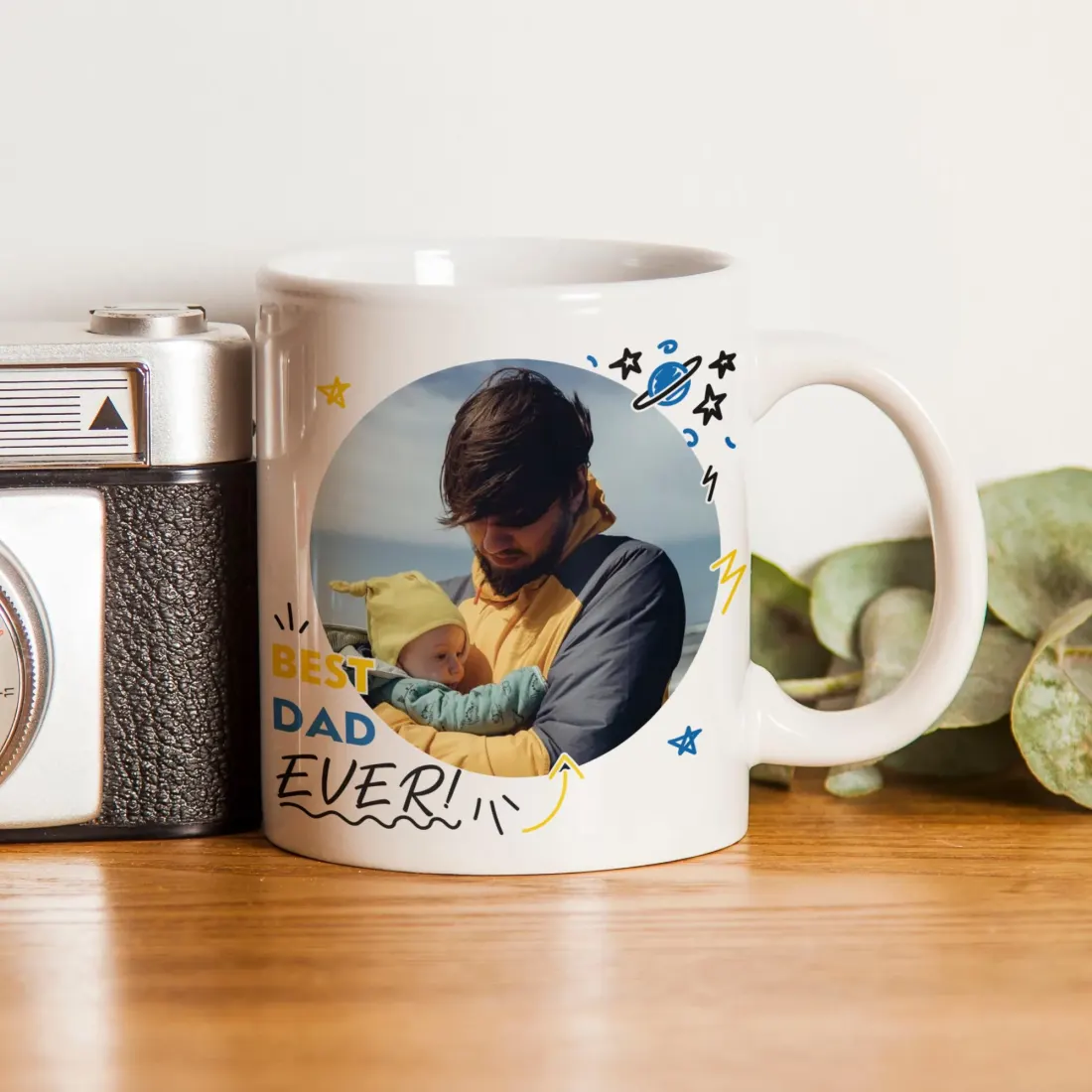 Custom Photo Mug, Personalized "Dad Ever" Coffee Cup, Father's Day Gift