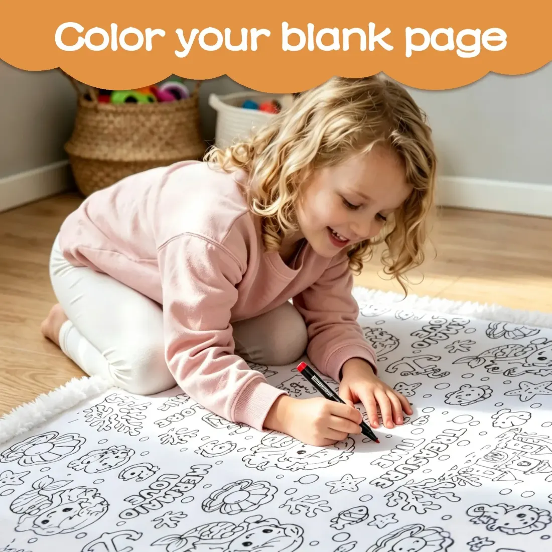 Custom Doodle Coloring Blanket with 12-Color Markers — photo 5