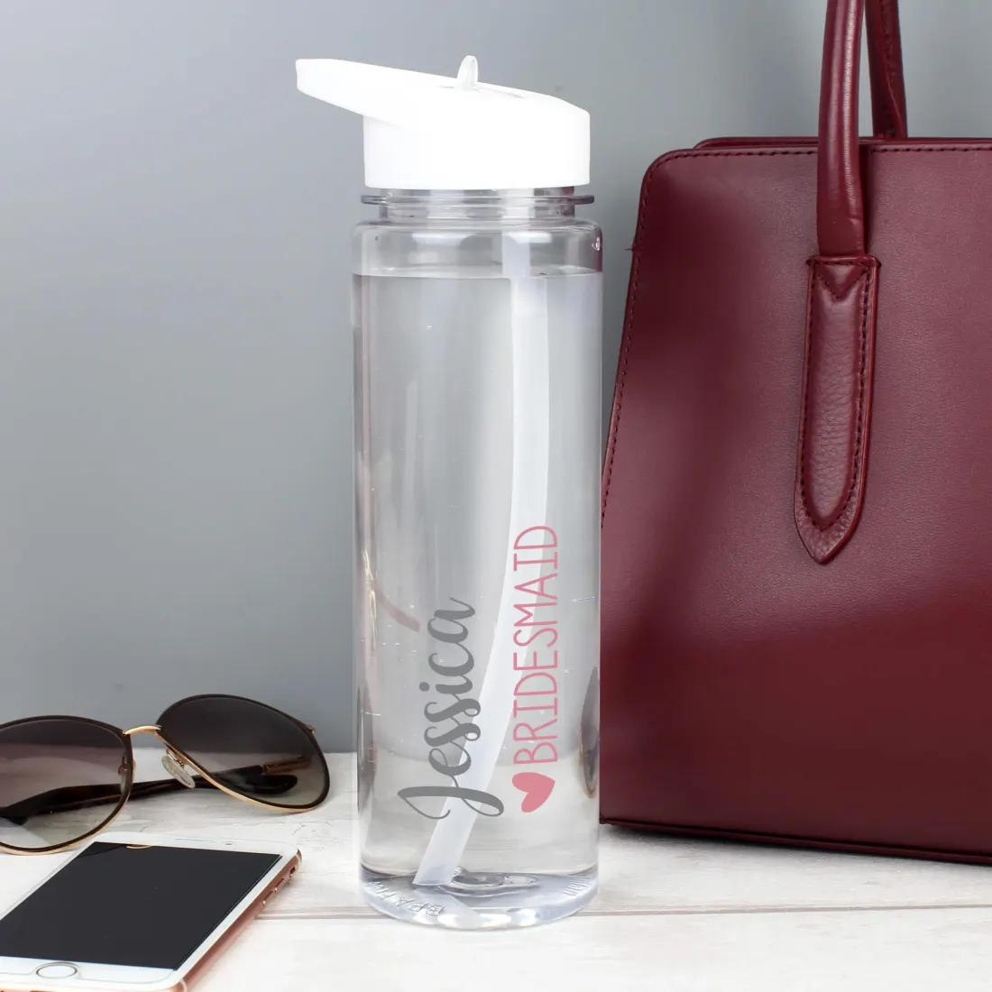 Personalised Wedding Party Water Bottle, Custom Name Bridal Gift, Bridesmaid Hen Do Drink Bottle — photo 3