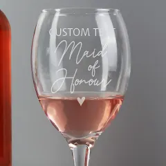 Personalised Maid of Honour Wine Glass, Engraved Wedding Keepsake, Custom Name Bridal Party Gift thumbnail 2