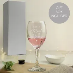 Personalised Maid of Honour Wine Glass, Engraved Wedding Keepsake, Custom Name Bridal Party Gift thumbnail 4