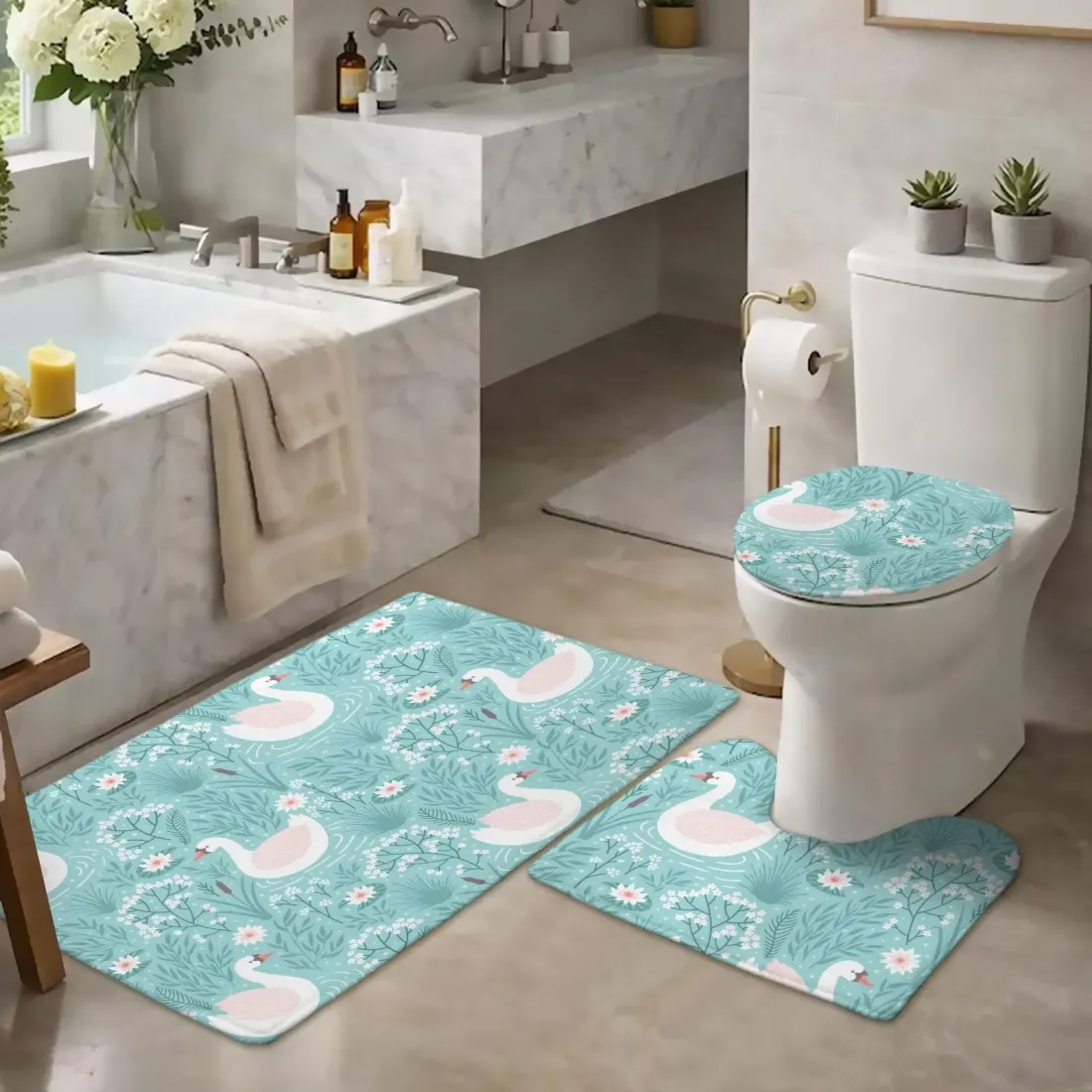 3-Piece Bathroom Rug Set 90 x 61cm — photo 2