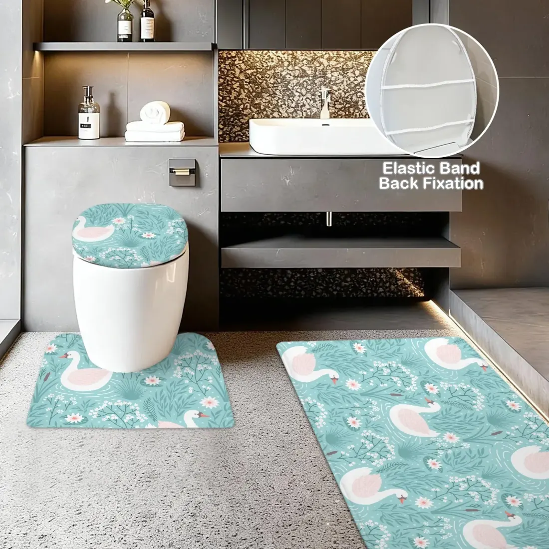 3-Piece Bathroom Rug Set 90 x 61cm — photo 3