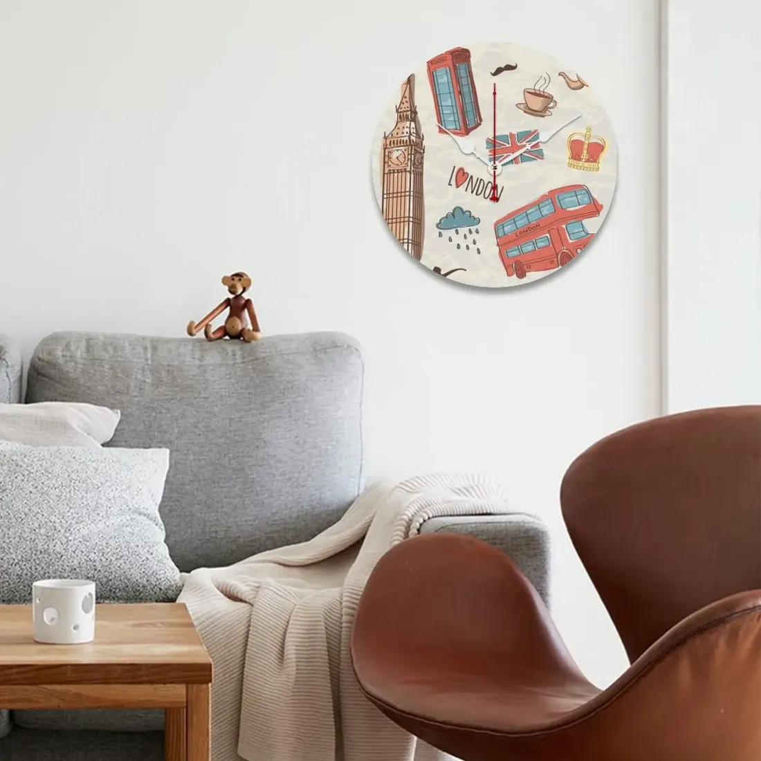 Wooden Wall Clock Without Scale (White Pointer)(30 x 30cm) — photo 2