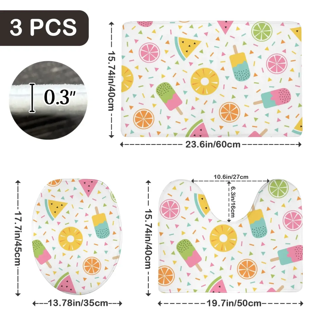 3-Piece Bathroom Rug Set 60 x 40cm — photo 5