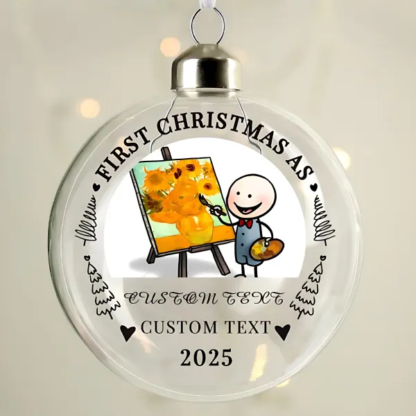 Personalised First Married Christmas Glass Bauble, Custom Photo Upload Gifts for Couple