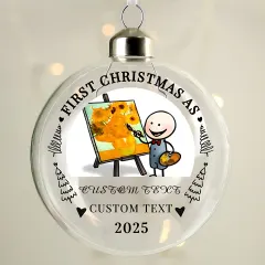 Personalised First Married Christmas Glass Bauble, Custom Photo Upload Gifts for Couple thumbnail 2