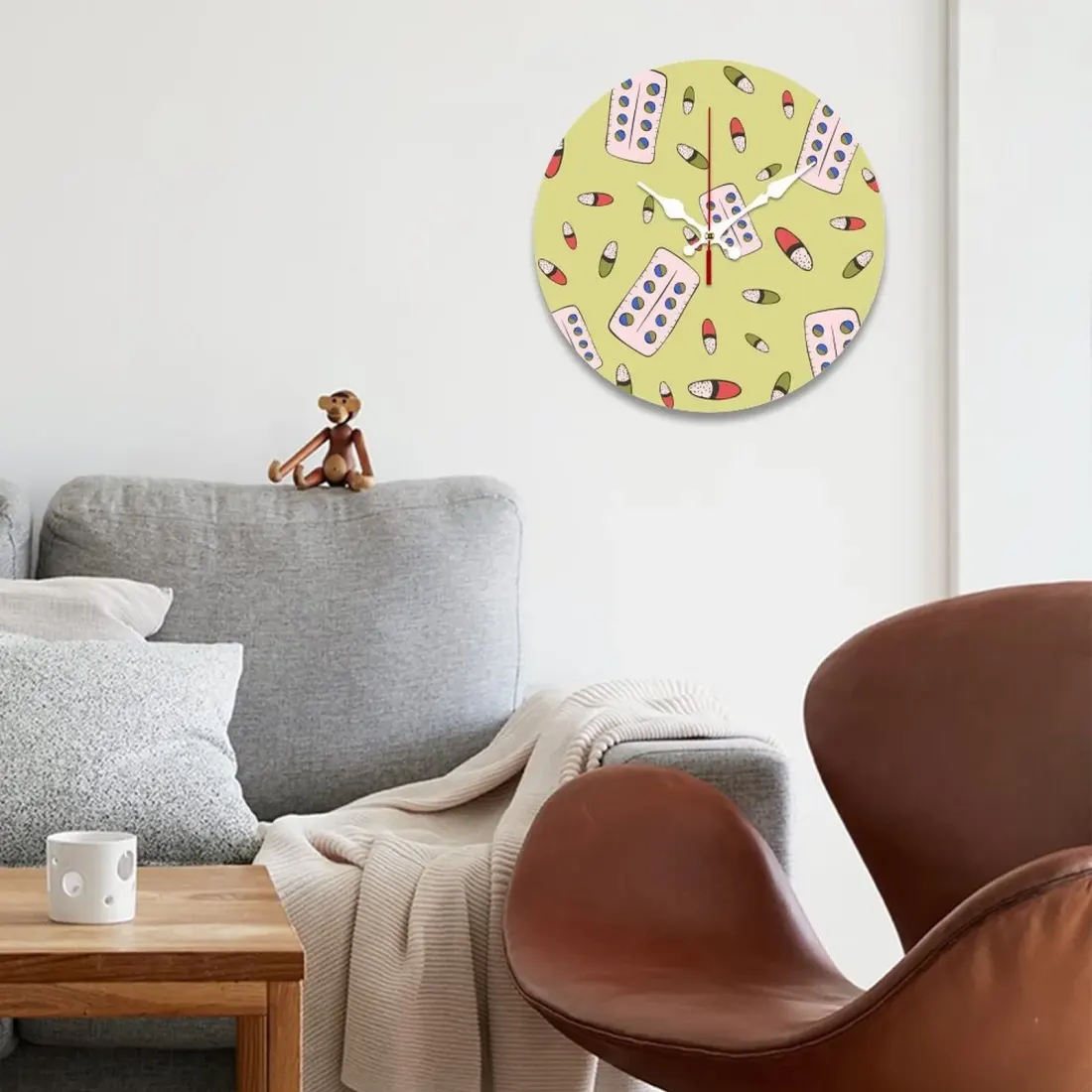 Wooden Wall Clock Without Scale (White Pointer)(25 x 25 cm) — photo 3