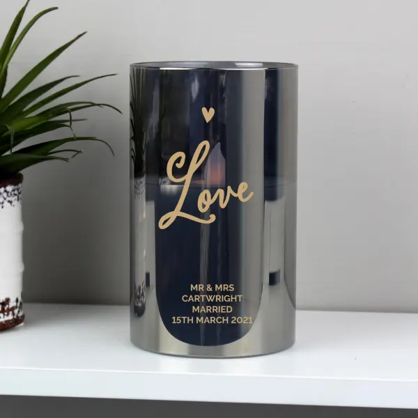 Personalised Smoked Glass LED Candle
