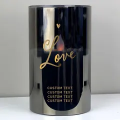 Personalised Smoked Glass LED Candle, Custom Engraved Flameless Pillar Light thumbnail 2