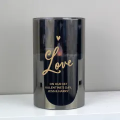 Personalised Smoked Glass LED Candle, Custom Engraved Flameless Pillar Light thumbnail 5