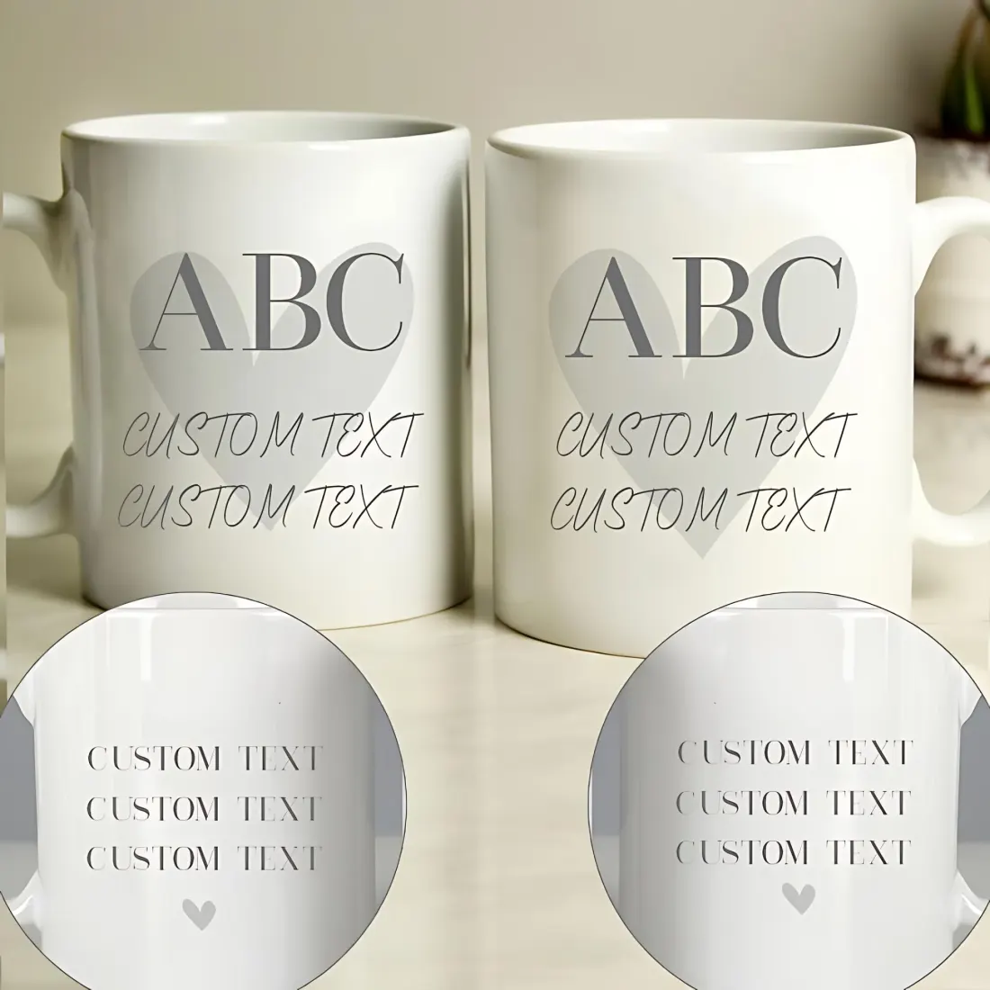 Personalised Gold Confetti Wedding Mug Set, Custom Mr and Mrs Ceramic Cups — photo 2