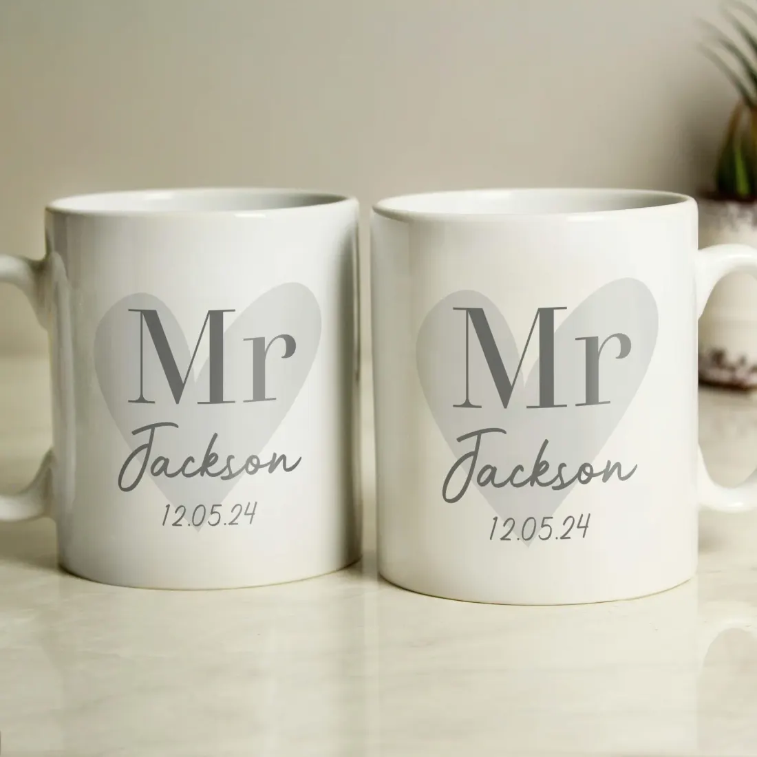Personalised Gold Confetti Wedding Mug Set, Custom Mr and Mrs Ceramic Cups — photo 4