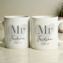 Personalised Gold Confetti Wedding Mug Set, Custom Mr and Mrs Ceramic Cups thumbnail 4