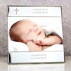 Personalised Silver Cross Photo Frame, Custom Engraved Christening Keepsake (6x4) thumbnail 2