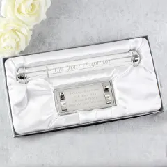 Personalised Cross Certificate Holder, Custom Engraved Baptism Gift, Holy Communion Certificate Tube thumbnail 1