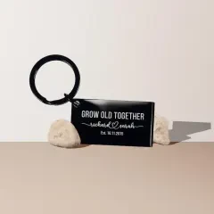 Engraved Anniversary Keychain: Grow Old Together, Personalized Couple's Gift thumbnail 1