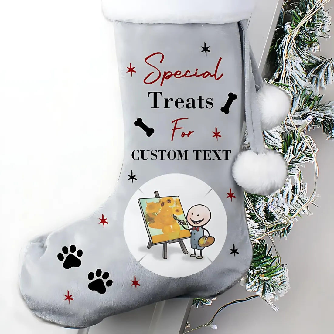 Personalized Dog Photo Stocking, Custom Pet Christmas Treat Holder — photo 2