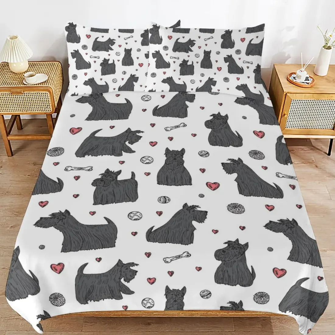 3-Piece Bedding Set (1 Duvet Cover + 2 Pillow Shams) – 86"×70"