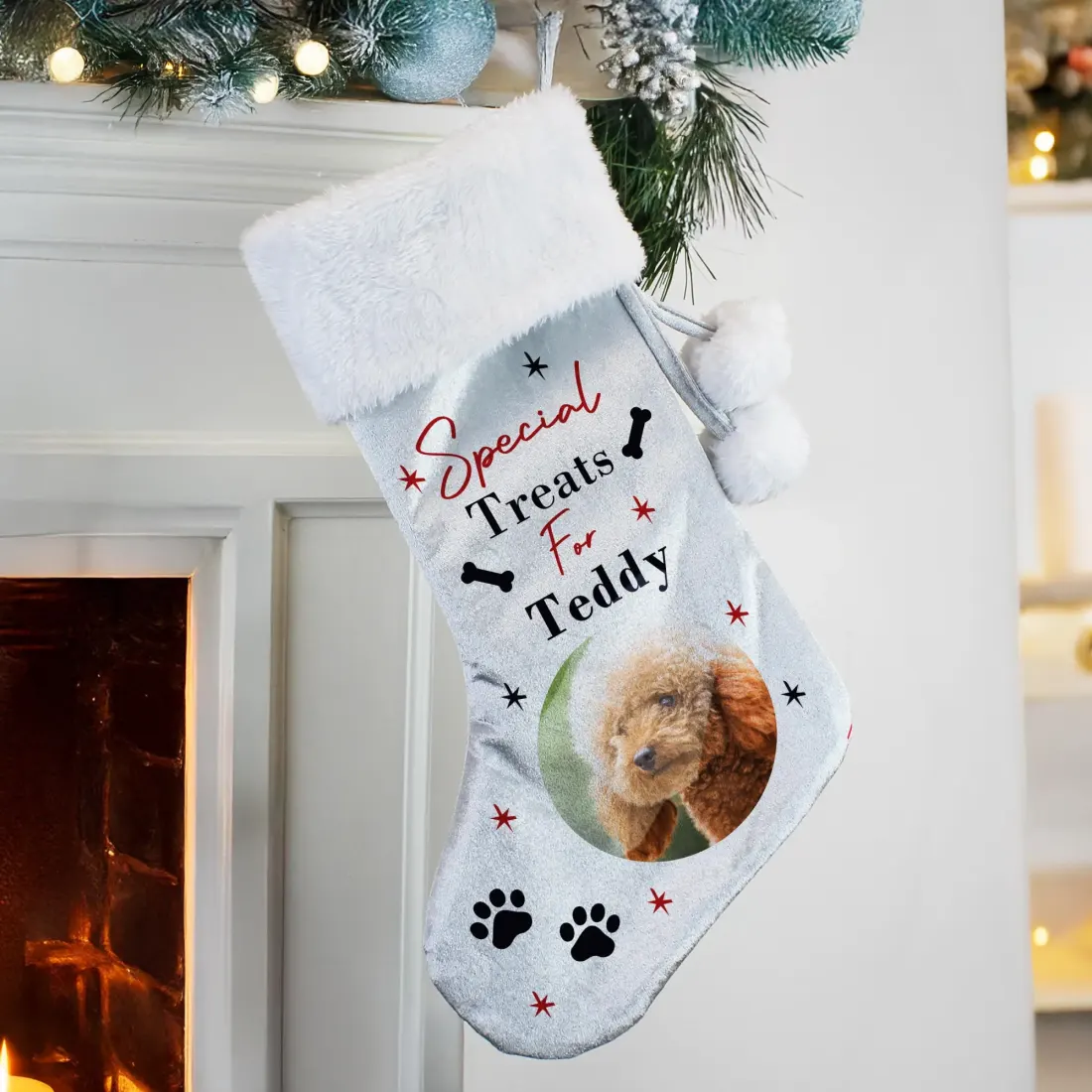 Personalized Dog Photo Stocking, Custom Pet Christmas Treat Holder — photo 4