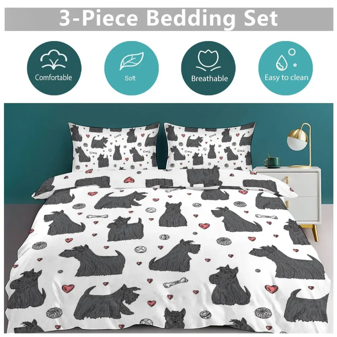 3-Piece Bedding Set (1 Duvet Cover + 2 Pillow Shams) – 86"×70" — photo 5