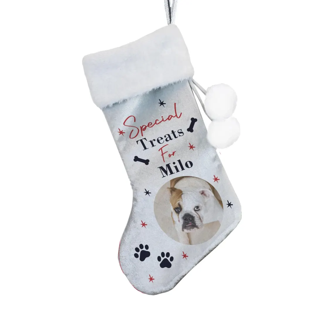 Personalized Dog Photo Stocking, Custom Pet Christmas Treat Holder — photo 5