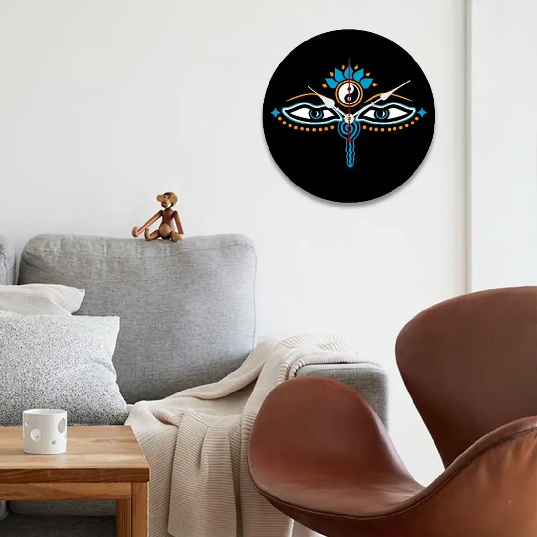 Wooden Wall Clock Without Scale (White Pointer)(34 x 34cm) — photo 2