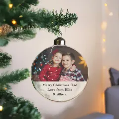 Personalised Photo Glass Bauble Gift, Custom Engraved Christmas Ornament thumbnail 4