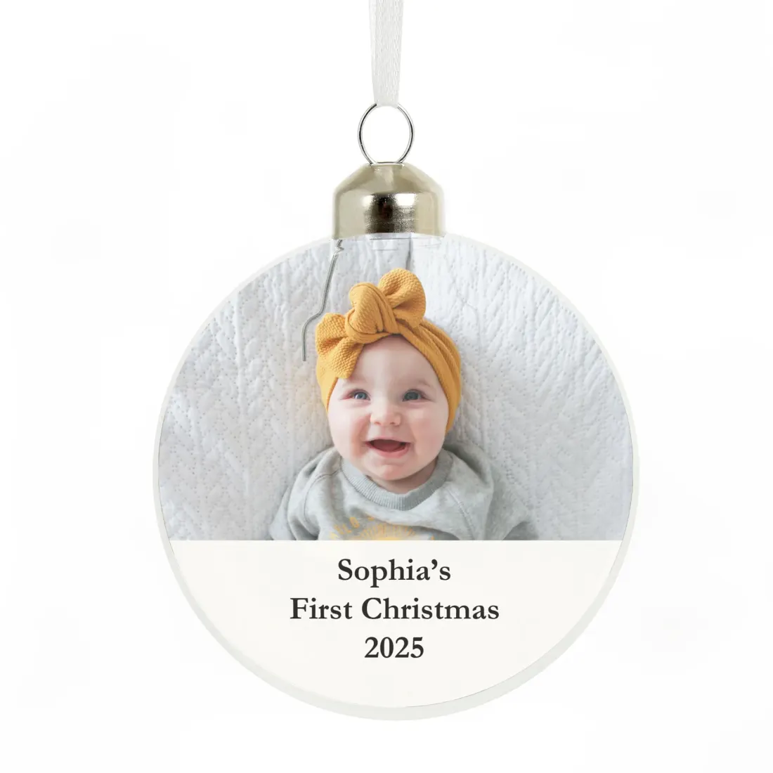 Personalised Photo Glass Bauble Gift, Custom Engraved Christmas Ornament — photo 5