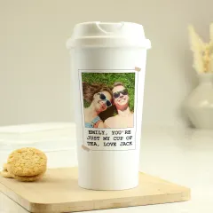 Personalized Photo Travel Mug, Custom Picture Coffee Tumbler with Name Message, Reusable Coffee Cup thumbnail 1
