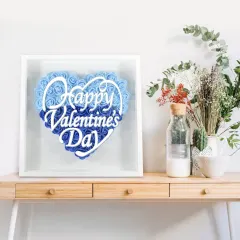 Heart-Shaped Flower Shadow Box 12"-Blue thumbnail 1