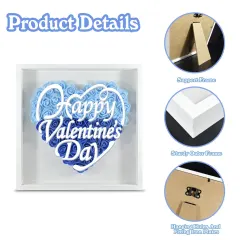 Heart-Shaped Flower Shadow Box 12"-Blue thumbnail 2