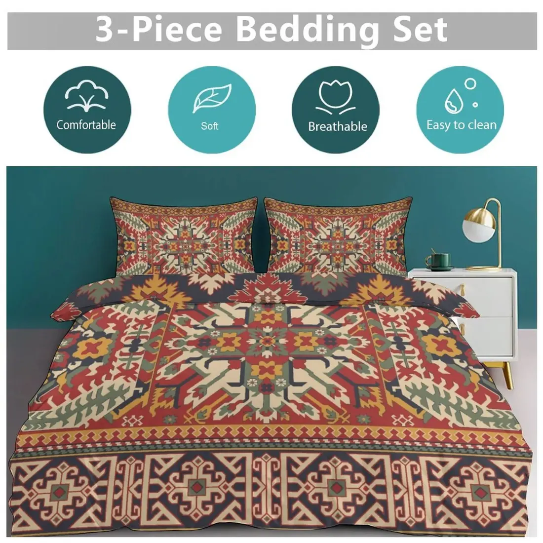 3-Piece Bedding Set (1 Duvet Cover + 2 Pillow Shams) – 79"×90" — photo 5