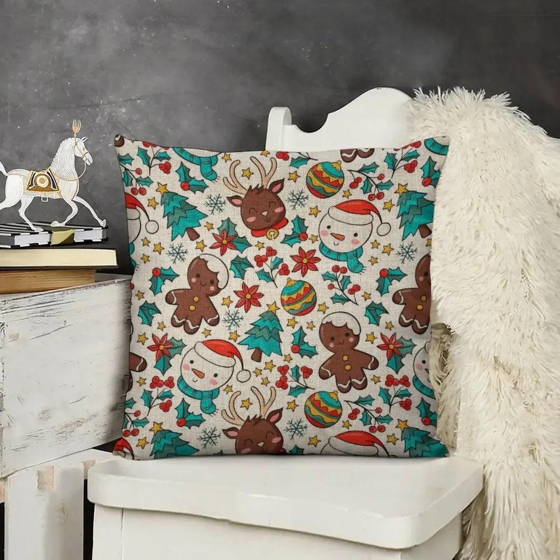 Custom Linen Pillow Case 18x18 Inch (One Side Printing) (Set of 4) — photo 2