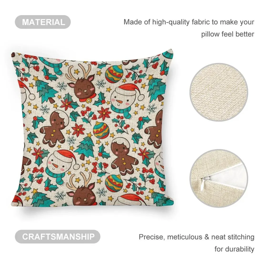 Custom Linen Pillow Case 18x18 Inch (One Side Printing) (Set of 4) — photo 6