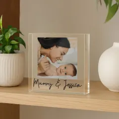 Personalised Photo Glass Ornament, Custom Text Keepsake, Small Family Gift thumbnail 1