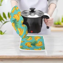 Heat Resistant Oven Mitt With Pot Holder(Two Pieces Set)) thumbnail 1