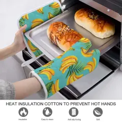 Heat Resistant Oven Mitt With Pot Holder(Two Pieces Set)) thumbnail 2