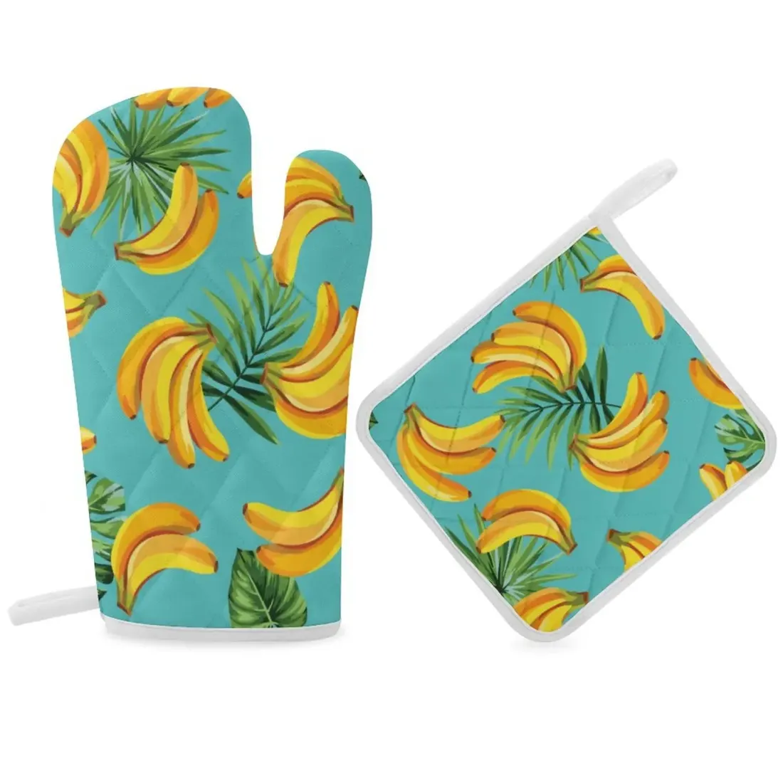 Heat Resistant Oven Mitt With Pot Holder(Two Pieces Set)) — photo 6
