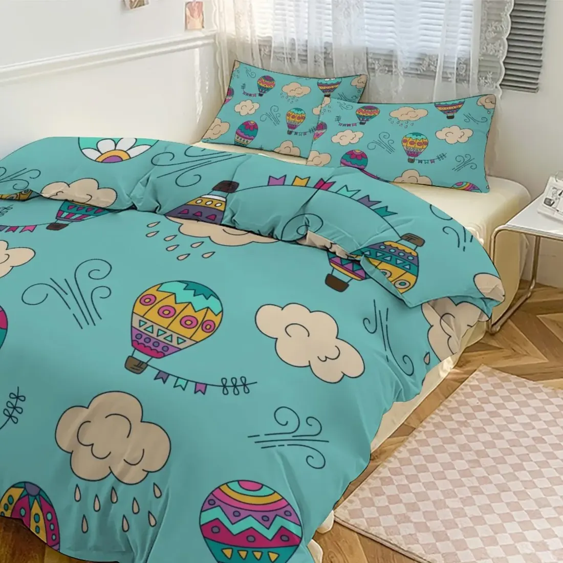 3-Piece Bedding Set (1 Duvet Cover + 2 Pillow Shams) – 90"×90"