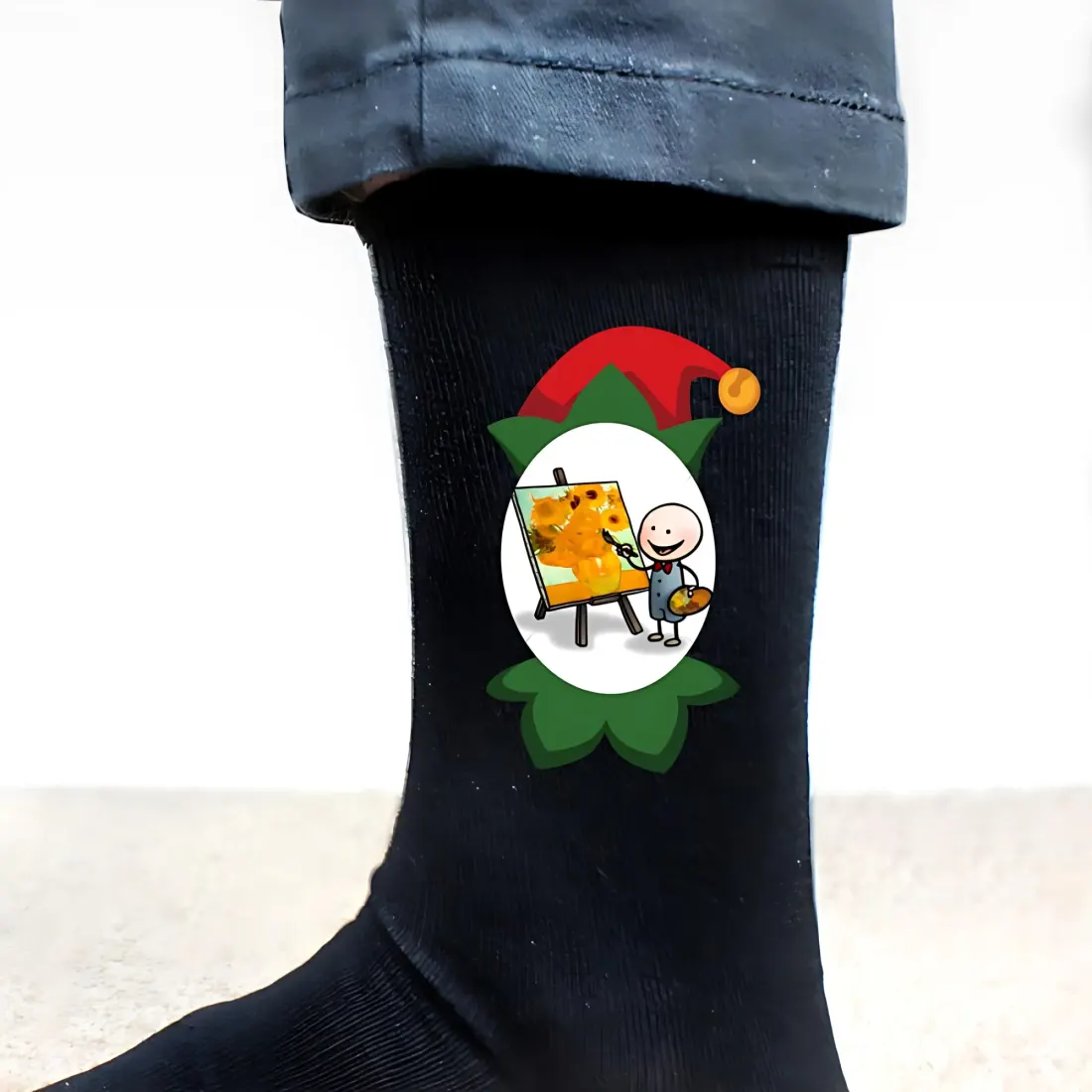 Personalized Photo Elf Socks, Custom Face Christmas Crew Socks — photo 2