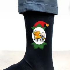 Personalized Photo Elf Socks, Custom Face Christmas Crew Socks thumbnail 2